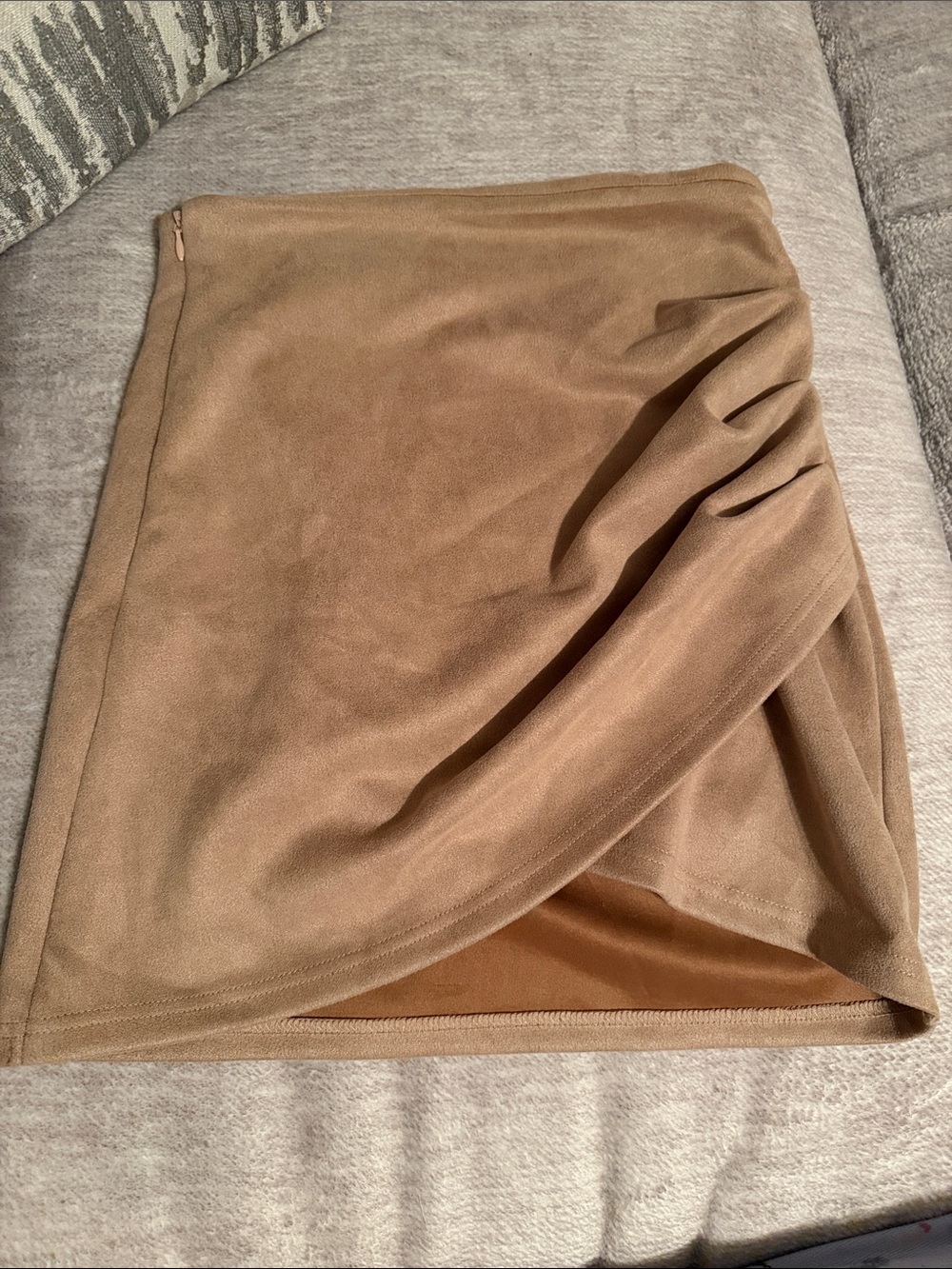 SHEIN Camel Wrap-Front Mini Skirt